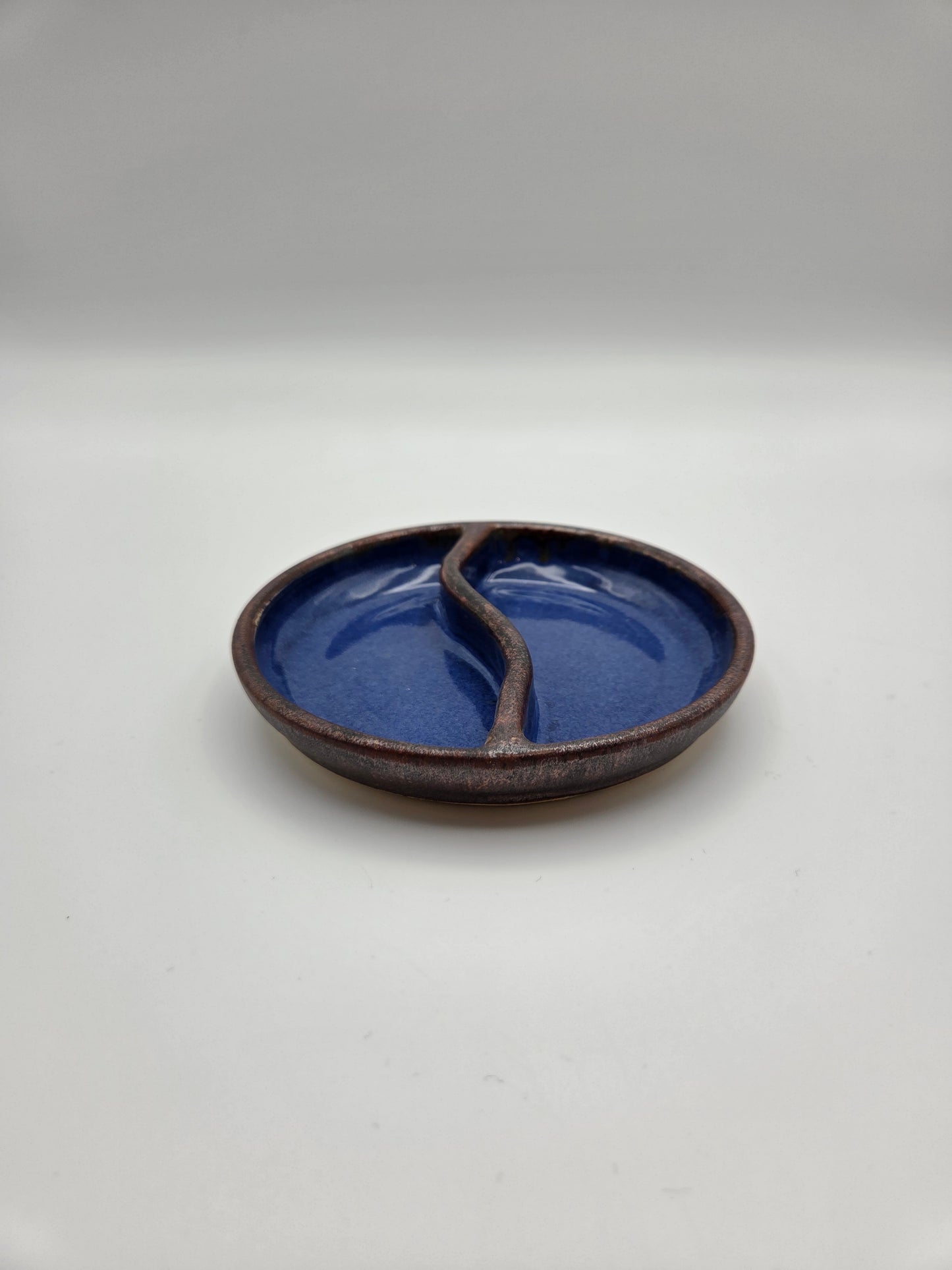 Azure and Copper Small Divided Bowl