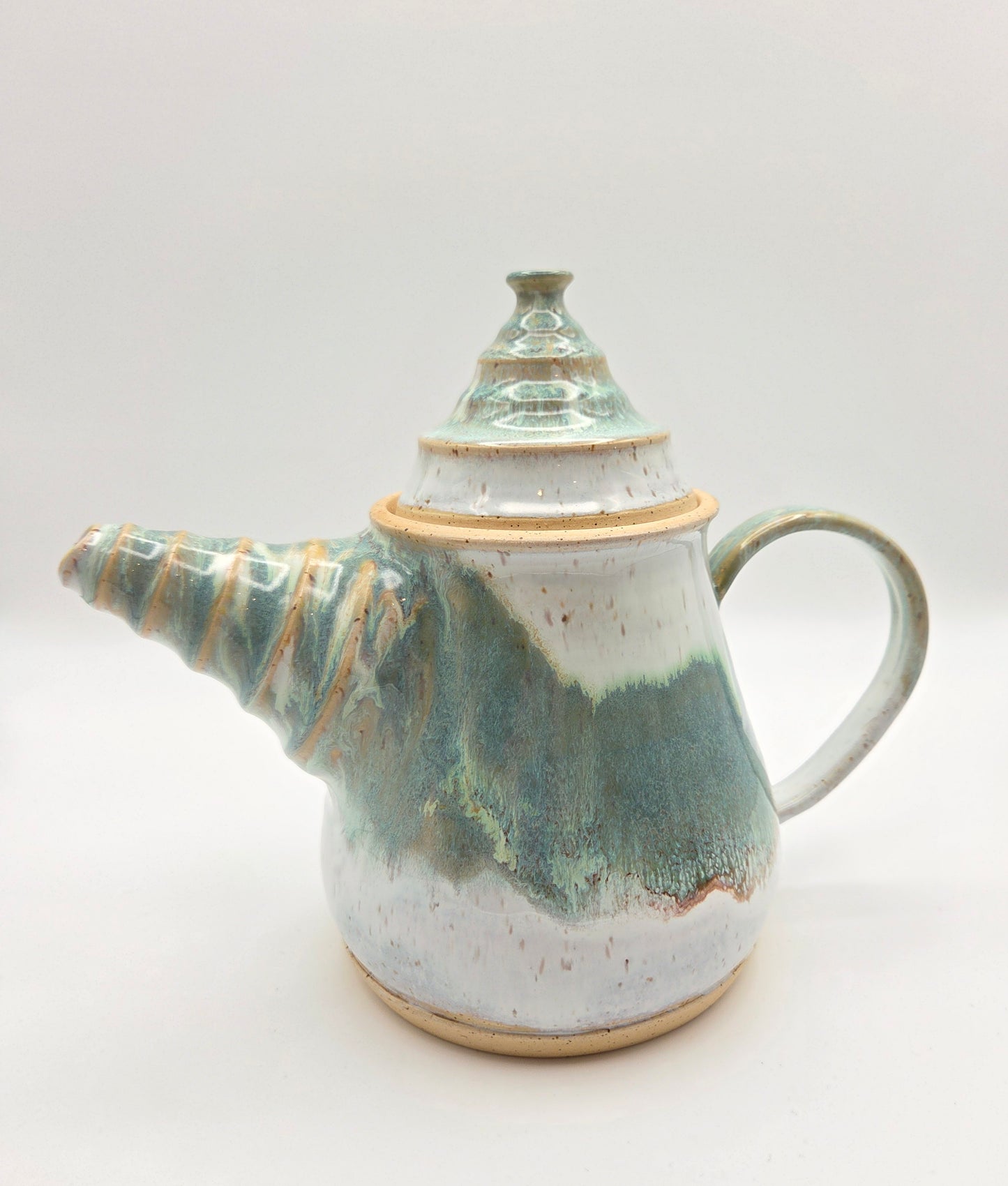 Teal and White Teapot