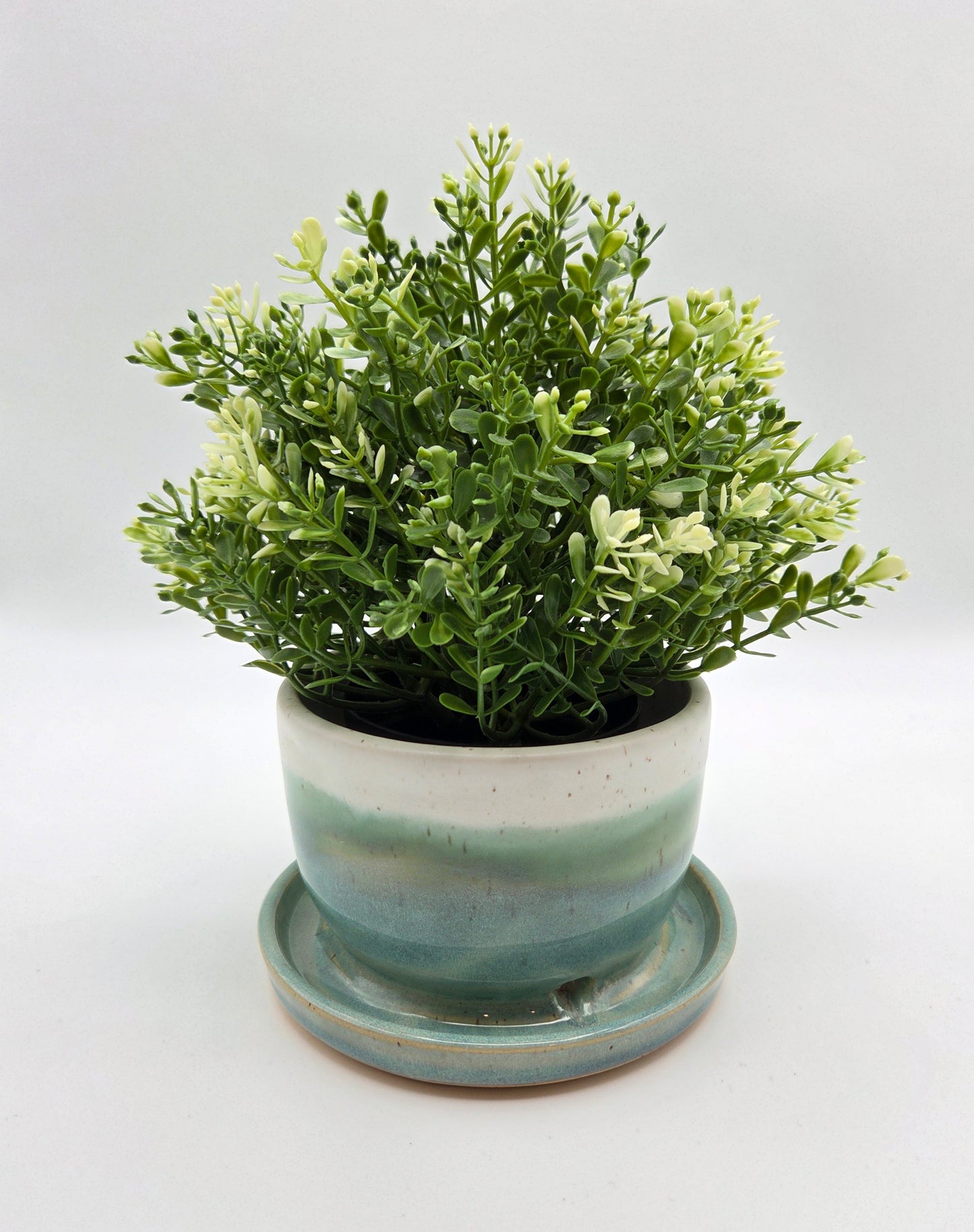 Teal and White Planter