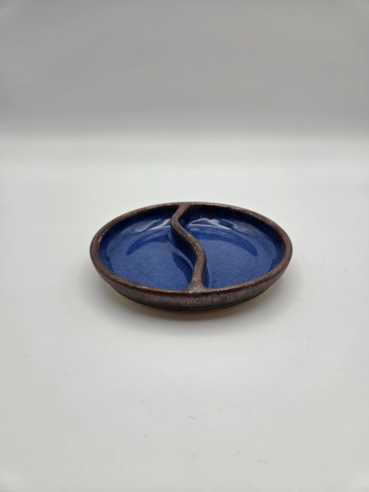 Azure and Copper Small Divided Bowl