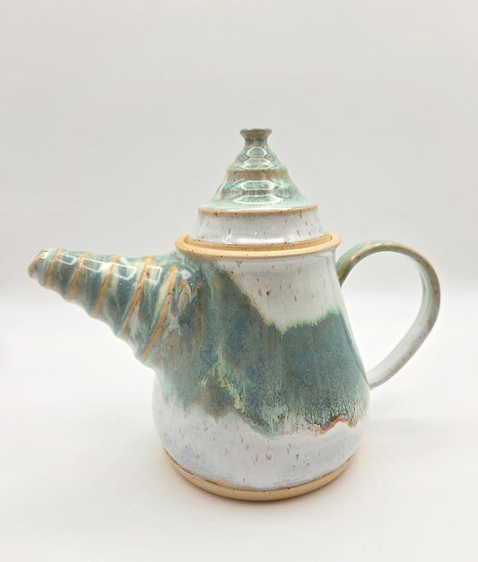 Teal and White Teapot