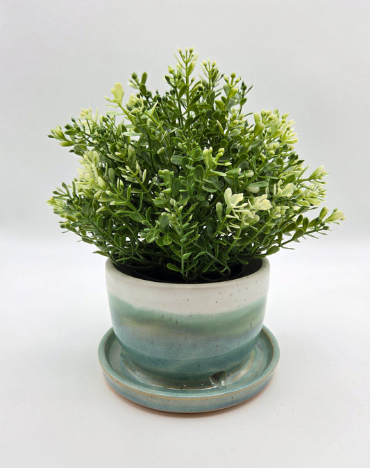 Teal and White Planter