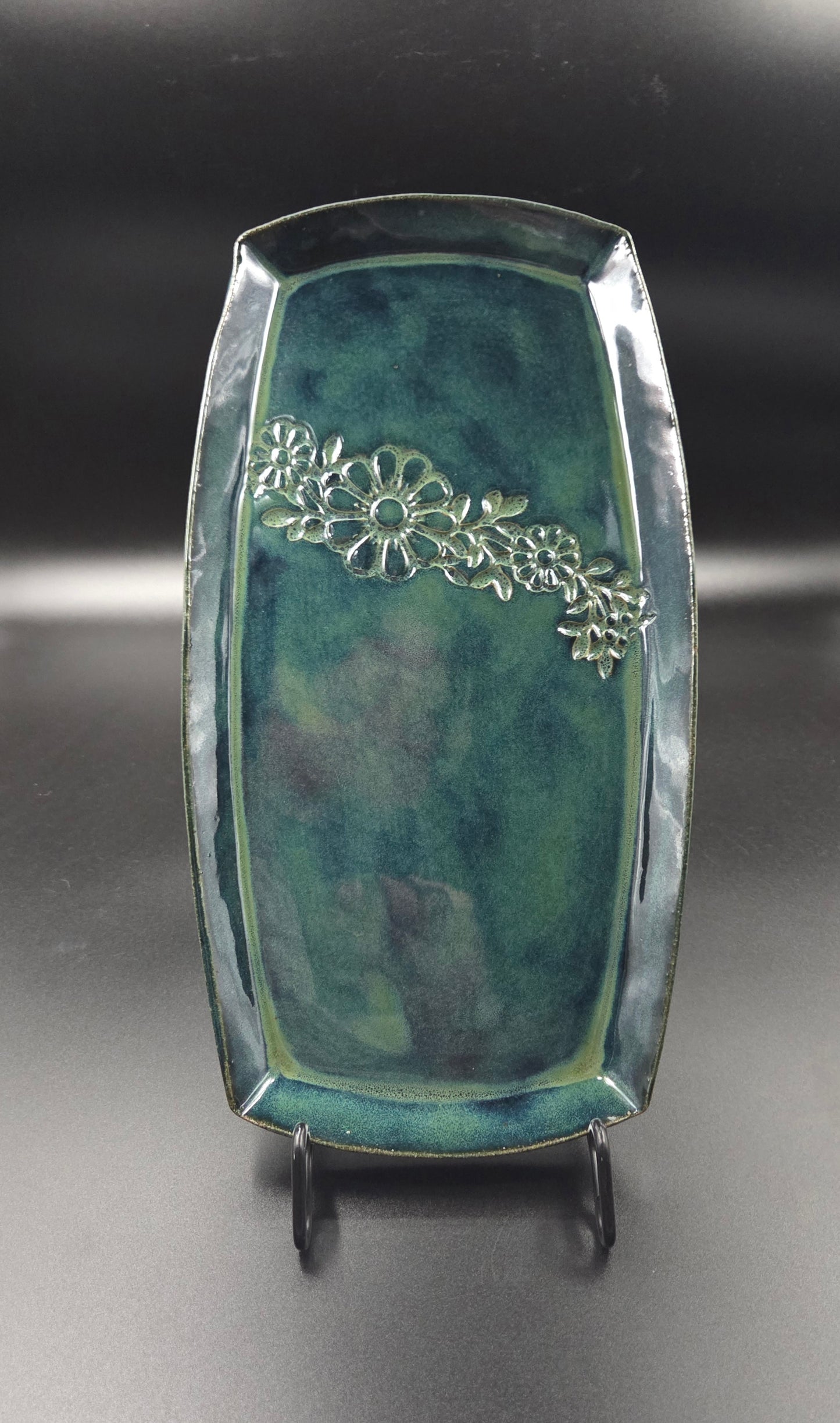 Large Emerald Flower Platter