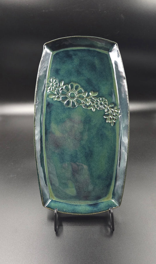 Large Emerald Flower Platter